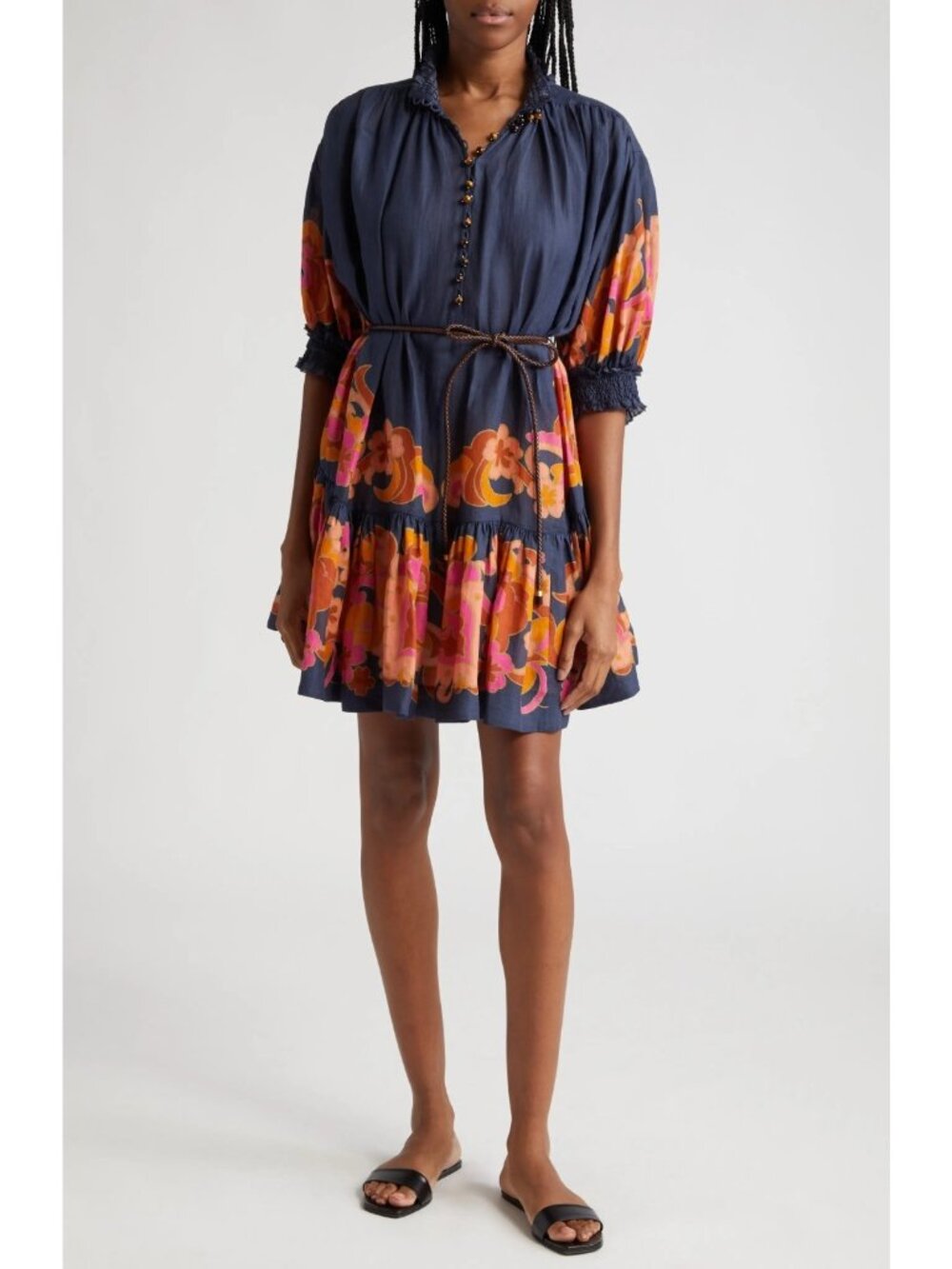Zimmermann Acadian Paisley Belted Minidress Navy Paisley Sz 3 US 10